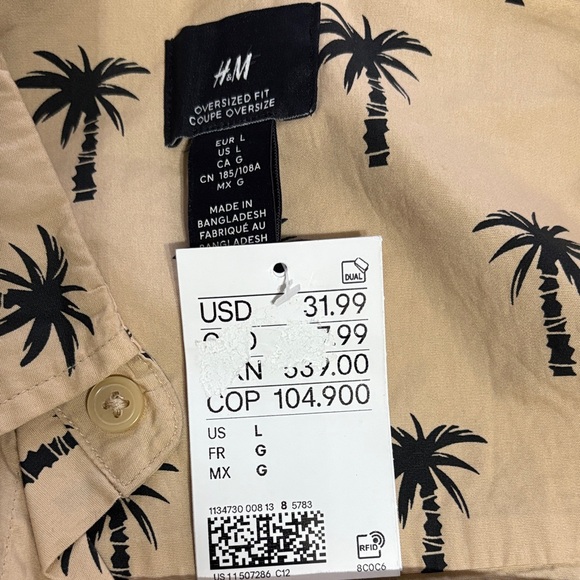 Relaxed Oversized Palm Tree Print Button Up - Picture 3 of 4